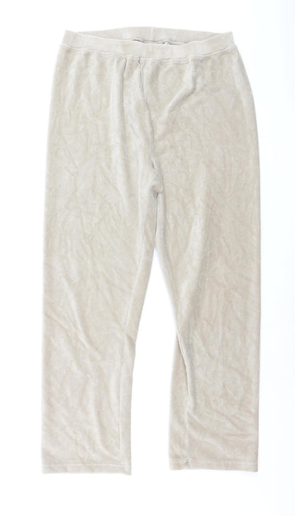 Cotton Traders Women Light Mink Corduroy Trousers Size 16 Elastic Waist