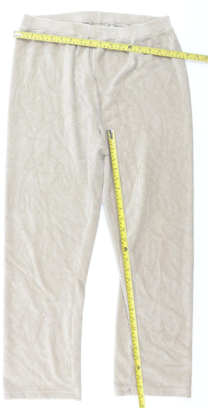 Cotton Traders Women Light Mink Corduroy Trousers Size 16 Elastic Waist
