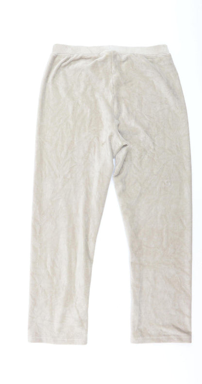 Cotton Traders Women Light Mink Corduroy Trousers Size 16 Elastic Waist