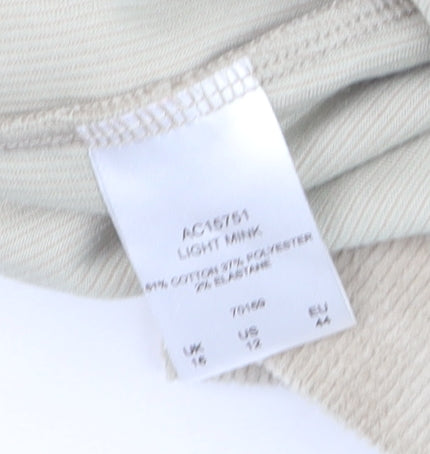 Cotton Traders Women Light Mink Corduroy Trousers Size 16 Elastic Waist