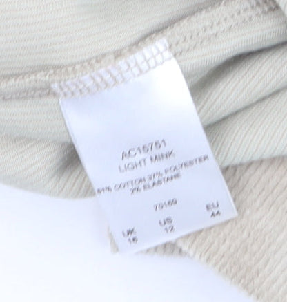 Cotton Traders Women Light Mink Corduroy Trousers Size 16 Elastic Waist