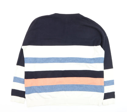 Hobbs Women's Multicoloured Striped Cotton Crew Neck Jumper Size L