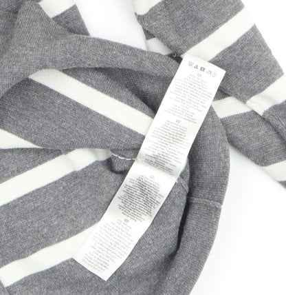 Hobbs Women Grey White Striped Roll Neck Cotton Jumper Size M