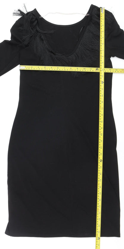 Armani Exchange Women's Black Fringe Bodycon Knee Length Dress M