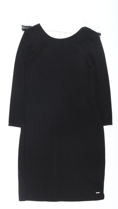 Armani Exchange Women's Black Fringe Bodycon Knee Length Dress M