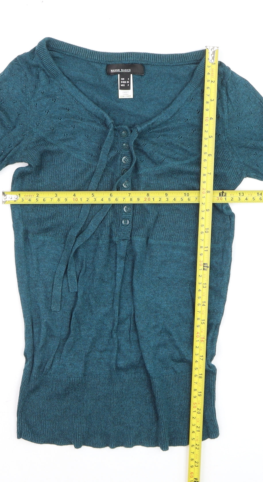Mango Women’s Blue V-Neck Knit Cardigan Jumper Size S