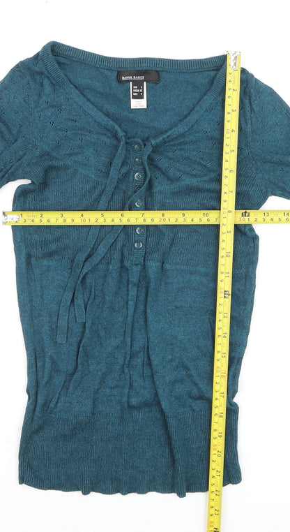 Mango Women’s Blue V-Neck Knit Cardigan Jumper Size S