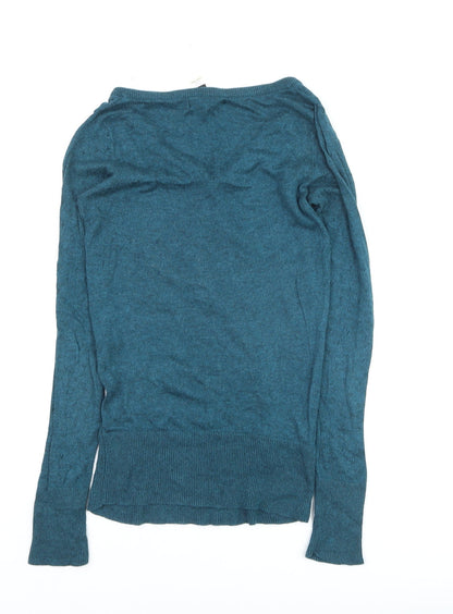 Mango Women’s Blue V-Neck Knit Cardigan Jumper Size S