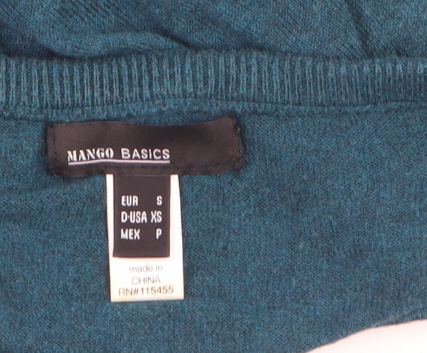 Mango Women’s Blue V-Neck Knit Cardigan Jumper Size S