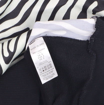 River Island Women's Black Zebra Print Pullover Jumper Size 2