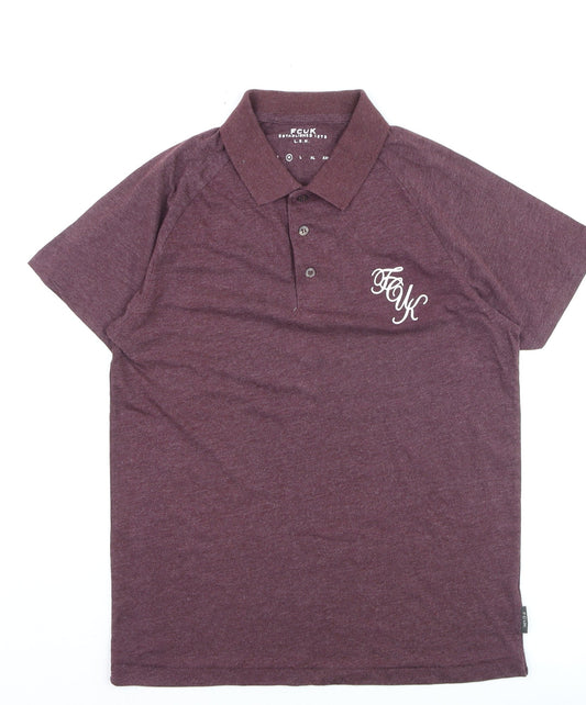 FCUK Men's Brown Collared Short Sleeve Polo T-Shirt M