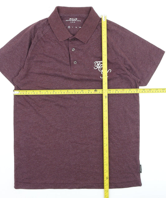 FCUK Men's Brown Collared Short Sleeve Polo T-Shirt M