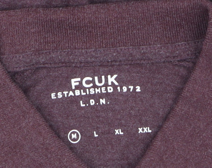 FCUK Men's Brown Collared Short Sleeve Polo T-Shirt M