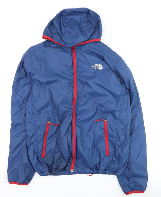 The North Face Men's Blue Hooded Windbreaker Jacket Size S