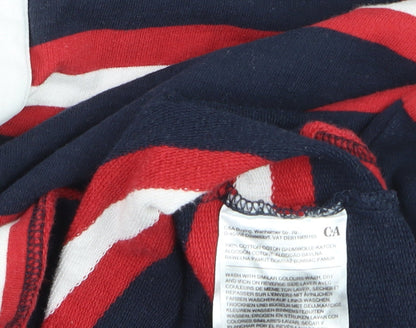 C&A Mens Blue Red Striped Long Sleeve Rugby Polo Shirt XL
