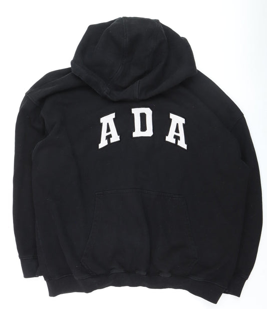 Adanola Mens Black XL Pullover Hoodie Organic Cotton Fleece
