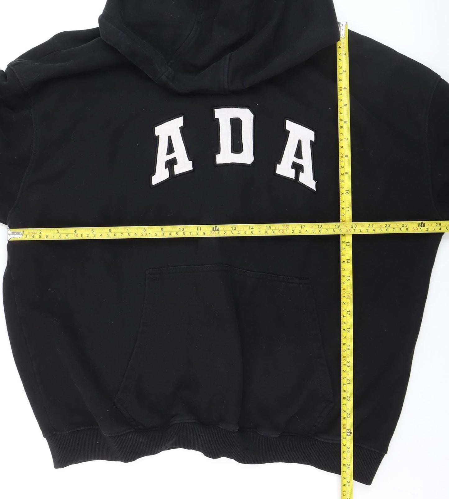 Adanola Mens Black XL Pullover Hoodie Organic Cotton Fleece