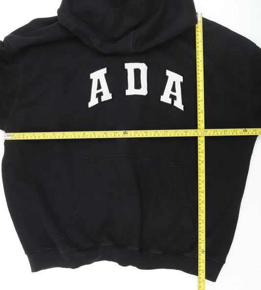 Adanola Mens Black XL Pullover Hoodie Organic Cotton Fleece