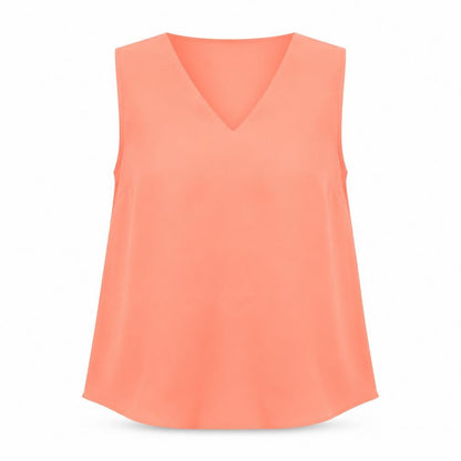 Dunnes Women’s Orange Sleeveless V-Neck Blouse Size 12