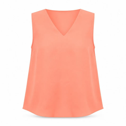 Dunnes Women’s Orange Sleeveless V-Neck Blouse Size 12