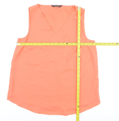 Dunnes Women’s Orange Sleeveless V-Neck Blouse Size 12