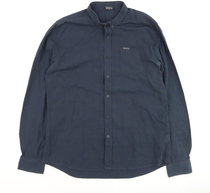 Firetrap Men's Navy Blue XXL Classic Long Sleeve Dress Shirt