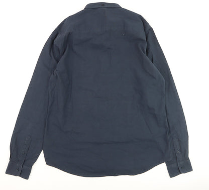 Firetrap Men's Navy Blue XXL Classic Long Sleeve Dress Shirt