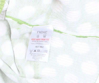 Next Women Green White Polka Dot Cotton Short Sleeve Cardigan Size 12