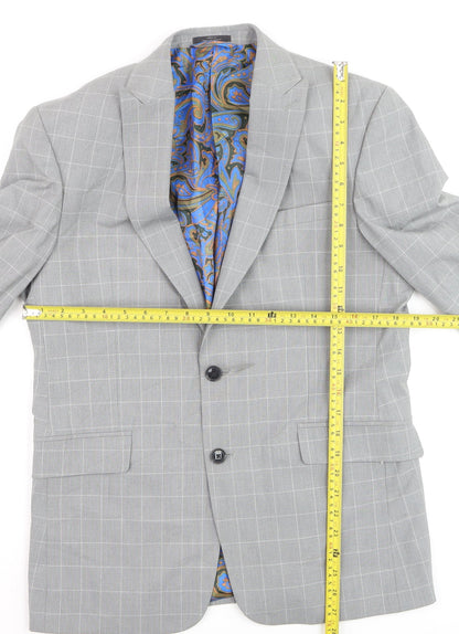Marks and Spencer Men's Grey Checked Slim Fit Blazer 38R Wool Mix