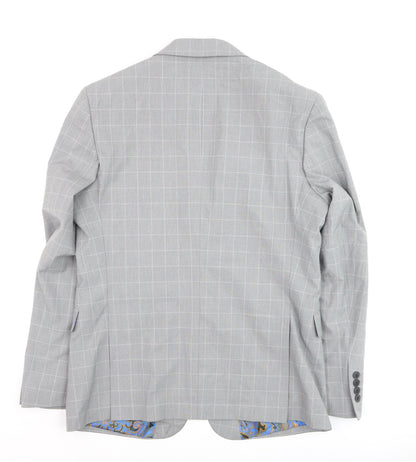 Marks and Spencer Men's Grey Checked Slim Fit Blazer 38R Wool Mix