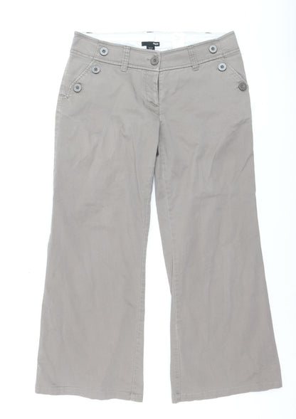 H&M Women's Beige Chino Wide-Leg Trousers Size 12