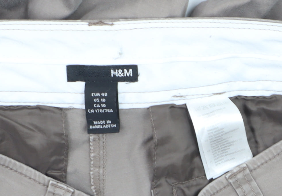 H&M Women's Beige Chino Wide-Leg Trousers Size 12