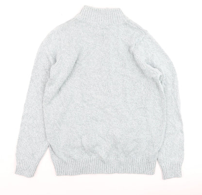 ISLE Essentials Men's Grey Cable-Knit Full Zip Jumper M