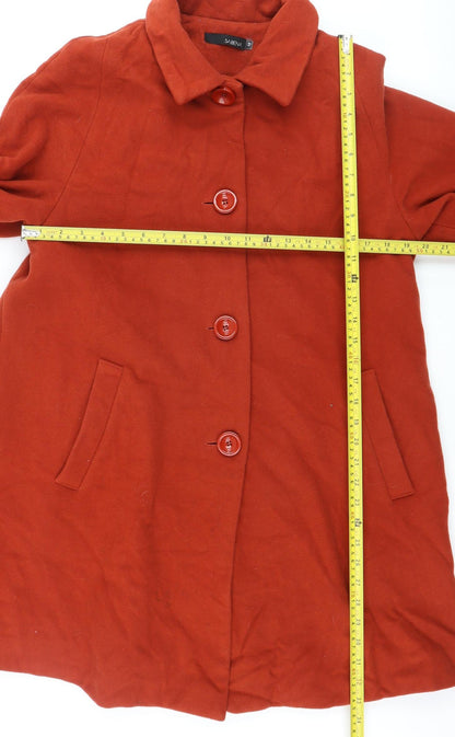 Sabena Women's Red Wool Cashmere Blend Mid-Length Overcoat Size 12