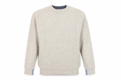 White Stuff Men's Beige Wool Cotton Jumper XL Crew Neck Knit