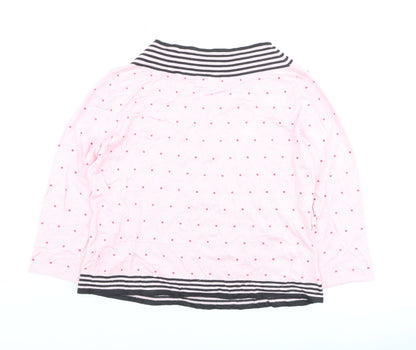 Alex & Co for Alexon Women's Pink Polka Dot 3/4 Sleeve Boat Neck Cotton Top Size 18