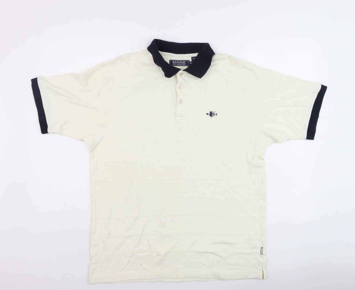 Maine New England Men's Ivory Cotton Polo Shirt Size M