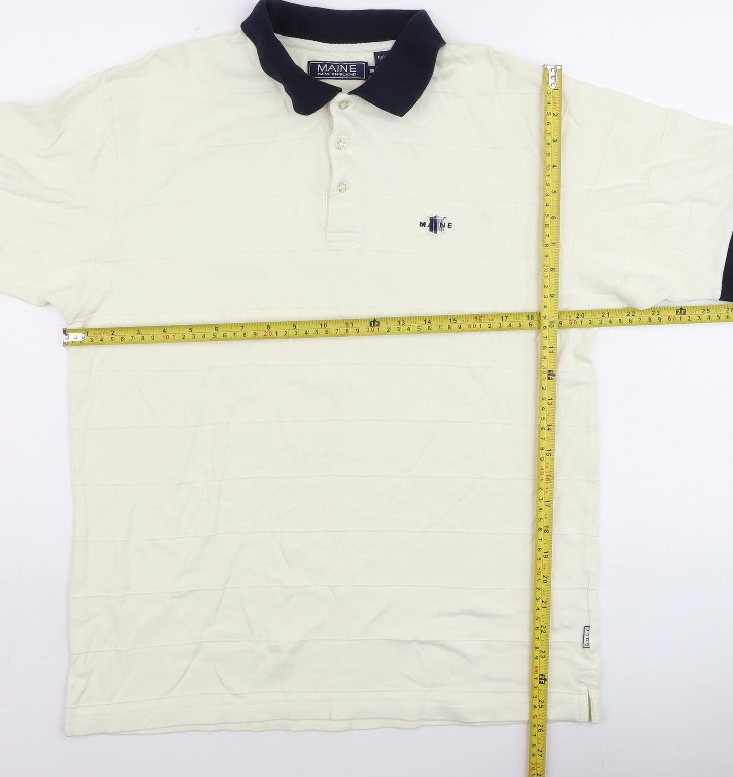 Maine New England Men's Ivory Cotton Polo Shirt Size M