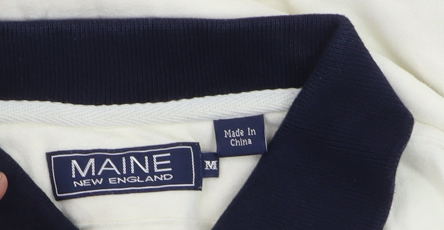 Maine New England Men's Ivory Cotton Polo Shirt Size M