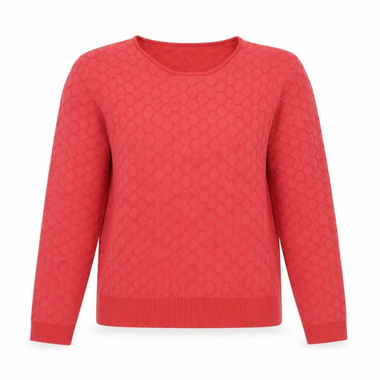 Reiss Women Pink Crew Neck Geometric Knit Jumper Size L