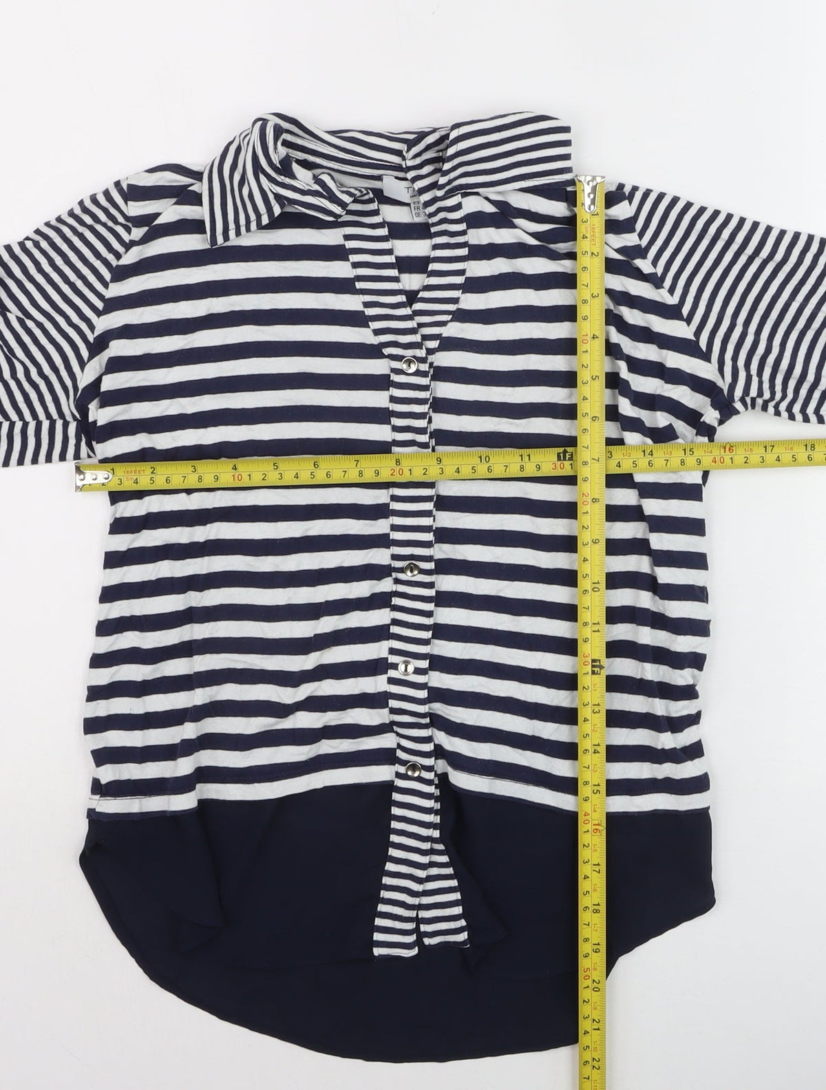 Tinta Women's Blue Striped Button-Up Collared Shirt Size 12