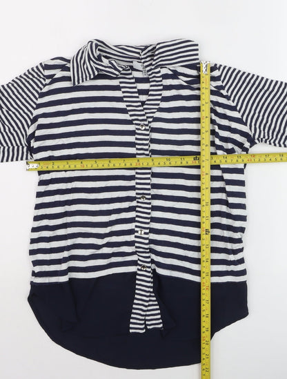 Tinta Women's Blue Striped Button-Up Collared Shirt Size 12