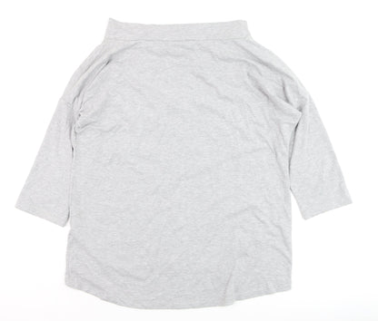 MEGI Women's Grey 3/4 Sleeve Boat Neck Jersey T-Shirt S
