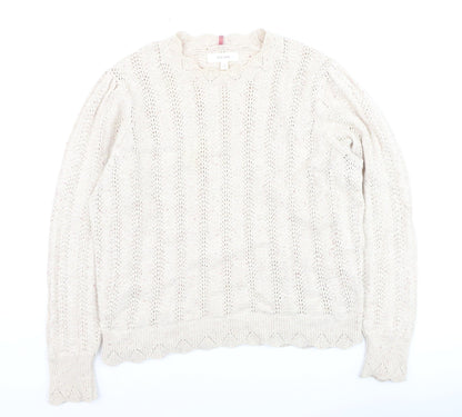 Marks and Spencer Per Una Women Beige Knit Jumper Size 14 Pullover