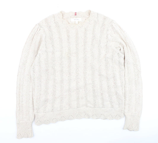 Marks and Spencer Per Una Women Beige Knit Jumper Size 14 Pullover