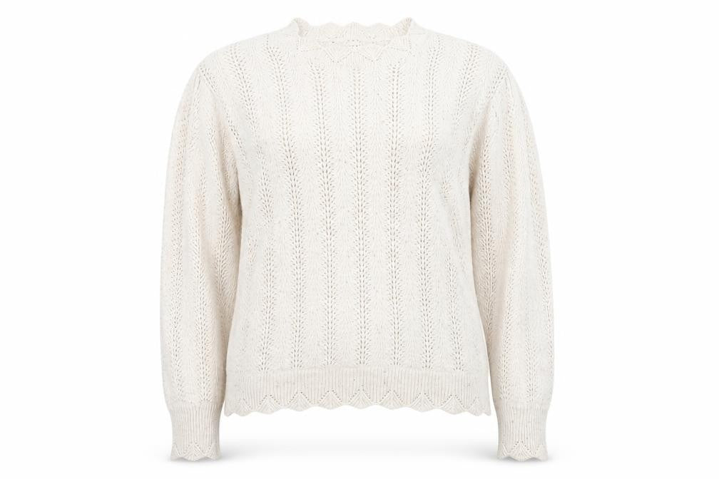 Front view of Marks & Spencer Per Una Women Beige Knit Jumper, size 14, Pullover