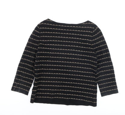 Hobbs Women’s Black Striped 3/4 Sleeve Knit Top Size S