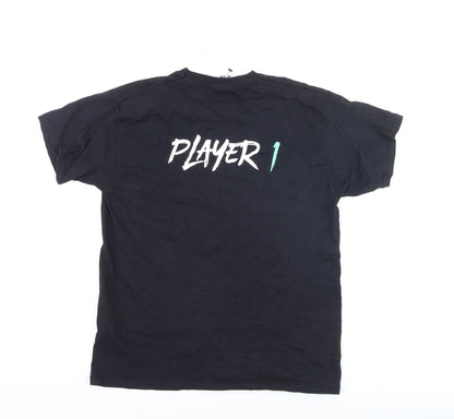 Fruit of the Loom Boys Black 'Game On Player 1' Gaming Graphic T-Shirt 12-13 Years