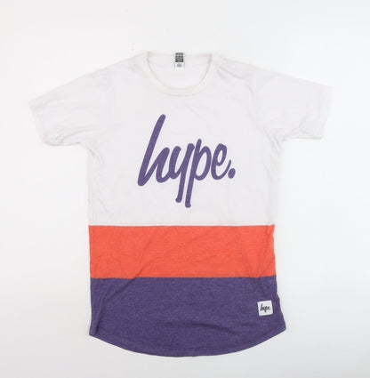 Hype Kids Girls White Orange Purple Colourblock T-Shirt 13 Years