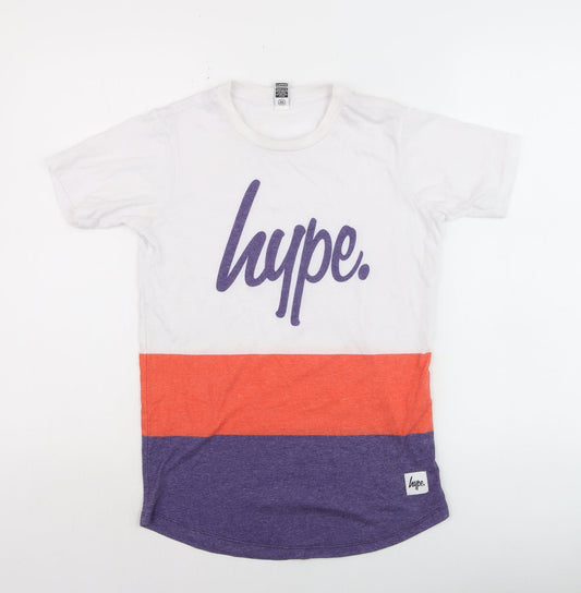 Hype Kids Girls White Orange Purple Colourblock T-Shirt 13 Years